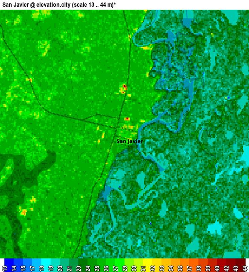 Zoom OUT 2x San Javier, Argentina elevation map