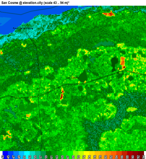 Zoom OUT 2x San Cosme, Argentina elevation map