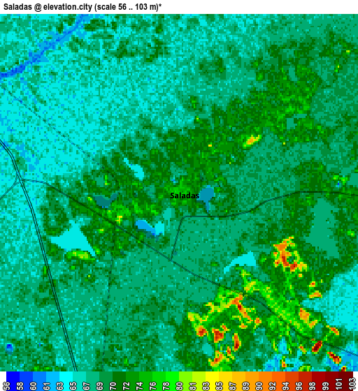 Zoom OUT 2x Saladas, Argentina elevation map