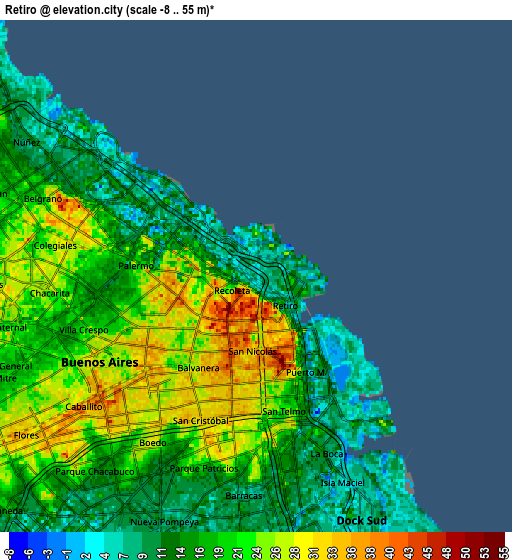 Zoom OUT 2x Retiro, Argentina elevation map