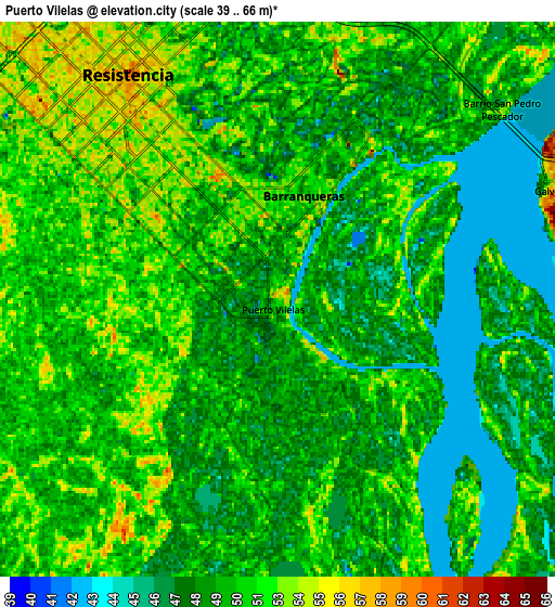 Zoom OUT 2x Puerto Vilelas, Argentina elevation map