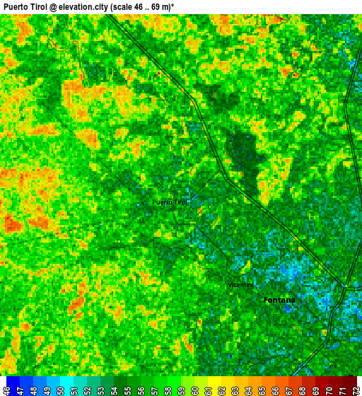 Zoom OUT 2x Puerto Tirol, Argentina elevation map