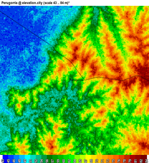 Zoom OUT 2x Perugorría, Argentina elevation map