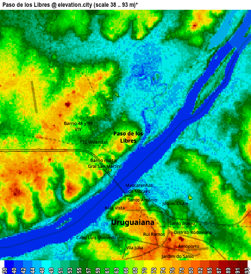 Zoom OUT 2x Paso de los Libres, Argentina elevation map