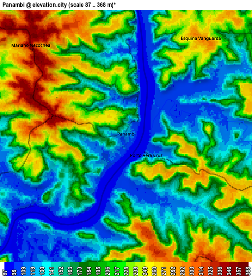 Zoom OUT 2x Panambí, Argentina elevation map
