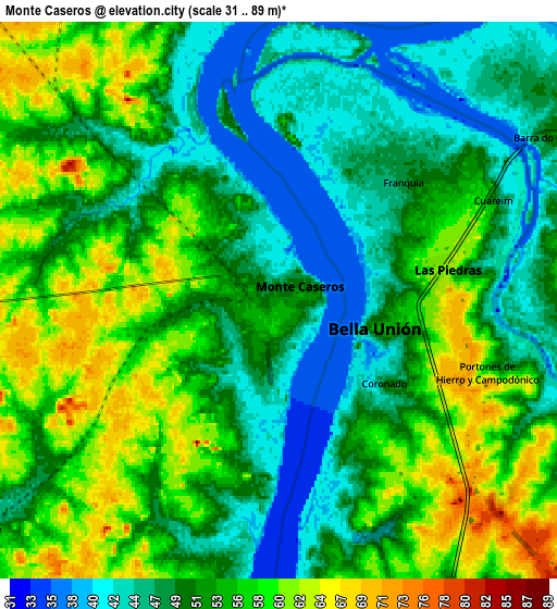 Zoom OUT 2x Monte Caseros, Argentina elevation map