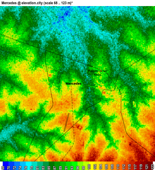 Zoom OUT 2x Mercedes, Argentina elevation map