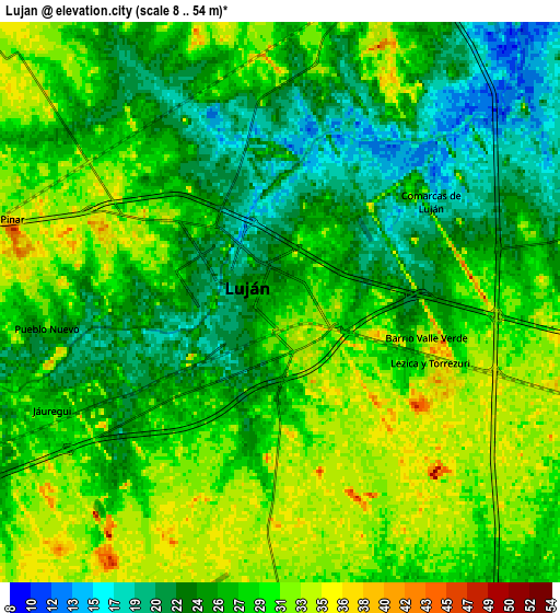 Zoom OUT 2x Luján, Argentina elevation map