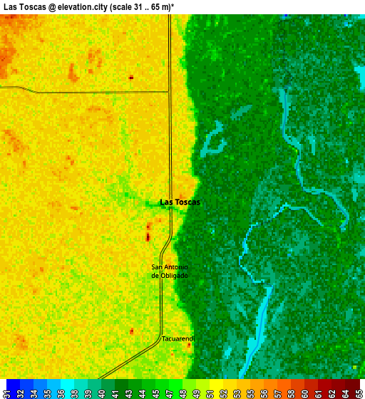 Zoom OUT 2x Las Toscas, Argentina elevation map