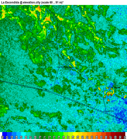 Zoom OUT 2x La Escondida, Argentina elevation map