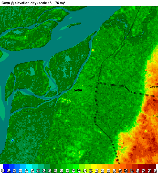 Zoom OUT 2x Goya, Argentina elevation map