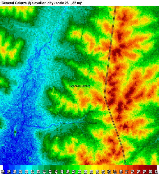 Zoom OUT 2x General Galarza, Argentina elevation map