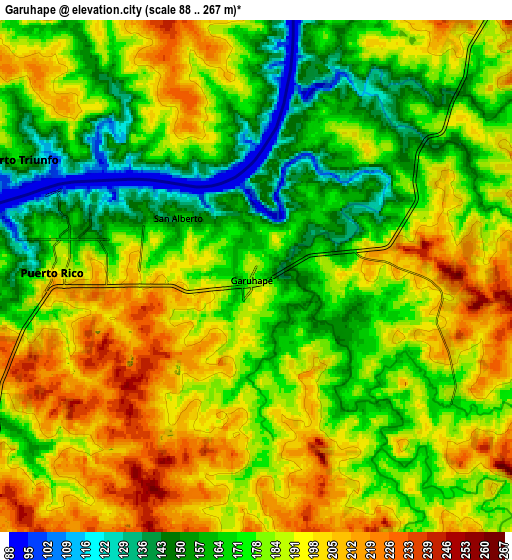 Zoom OUT 2x Garuhapé, Argentina elevation map