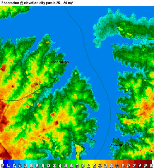 Zoom OUT 2x Federación, Argentina elevation map