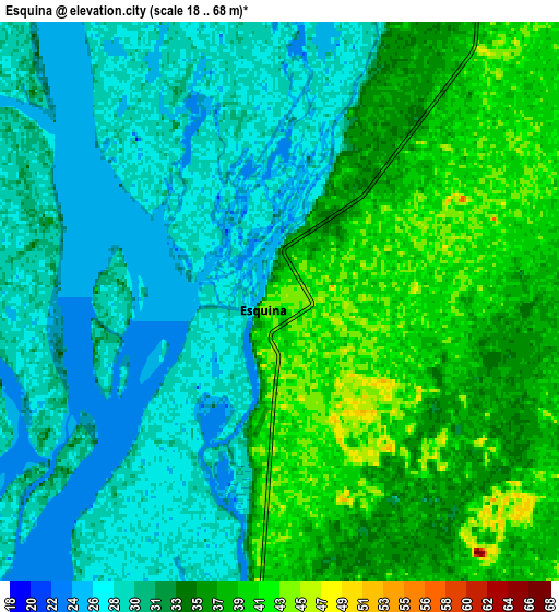 Zoom OUT 2x Esquina, Argentina elevation map