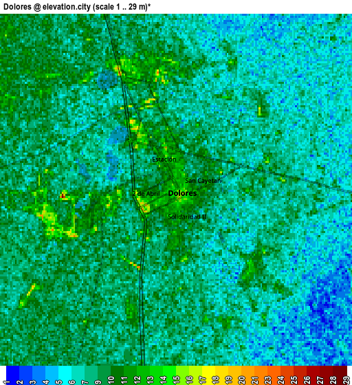 Zoom OUT 2x Dolores, Argentina elevation map