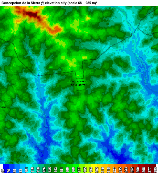 Zoom OUT 2x Concepción de la Sierra, Argentina elevation map