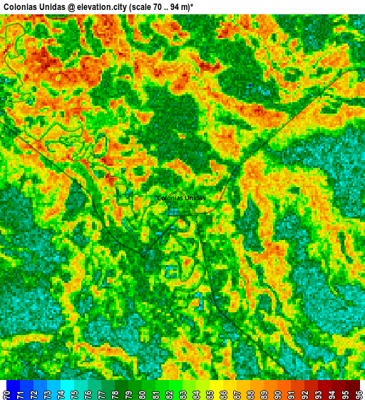 Zoom OUT 2x Colonias Unidas, Argentina elevation map