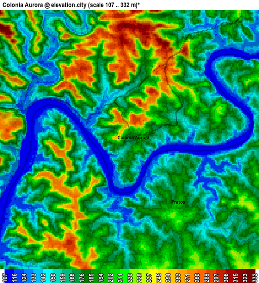 Zoom OUT 2x Colonia Aurora, Argentina elevation map