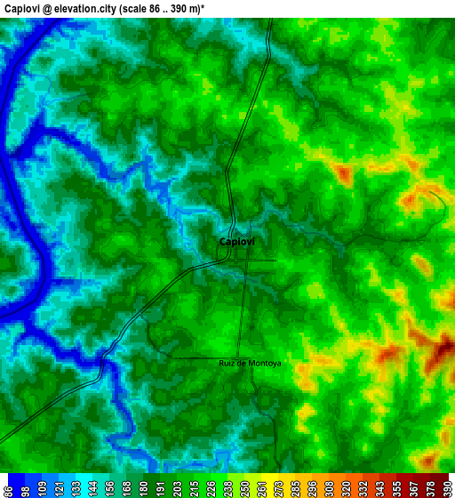 Zoom OUT 2x Capioví, Argentina elevation map