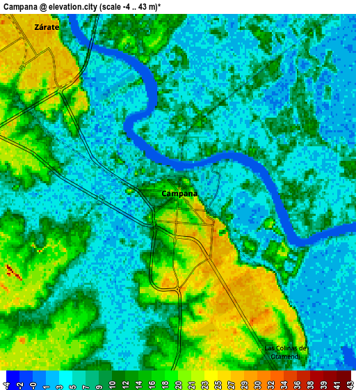 Zoom OUT 2x Campana, Argentina elevation map