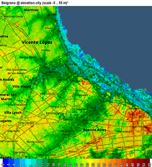 Zoom OUT 2x Belgrano, Argentina elevation map