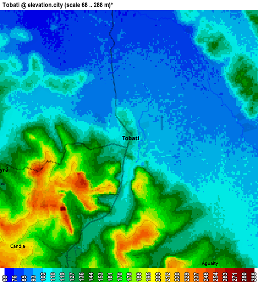 Zoom OUT 2x Tobatí, Paraguay elevation map