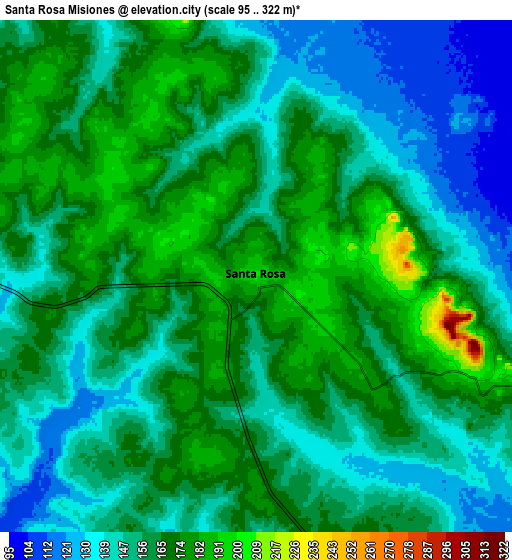 Zoom OUT 2x Santa Rosa Misiones, Paraguay elevation map
