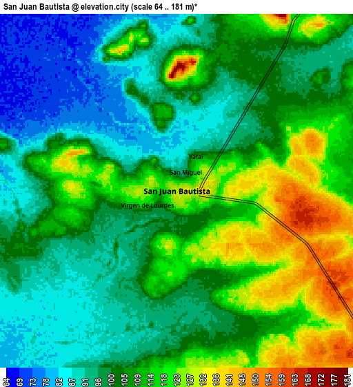 Zoom OUT 2x San Juan Bautista, Paraguay elevation map