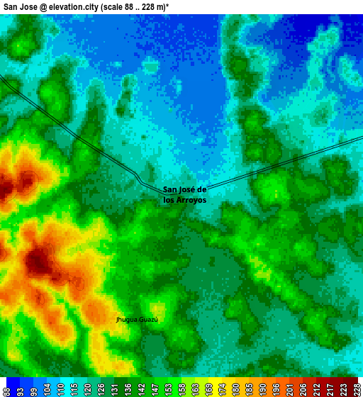 Zoom OUT 2x San José, Paraguay elevation map