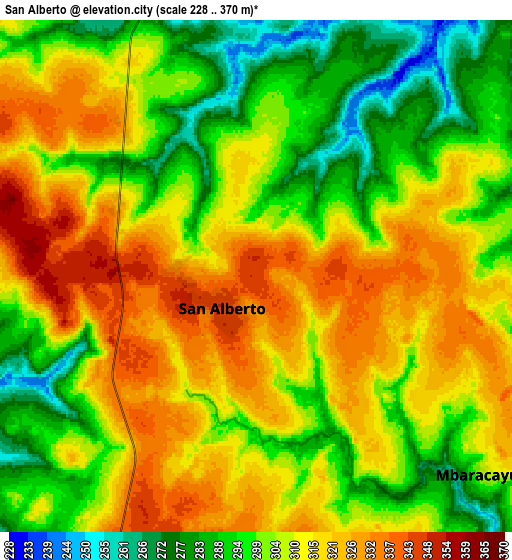 Zoom OUT 2x San Alberto, Paraguay elevation map