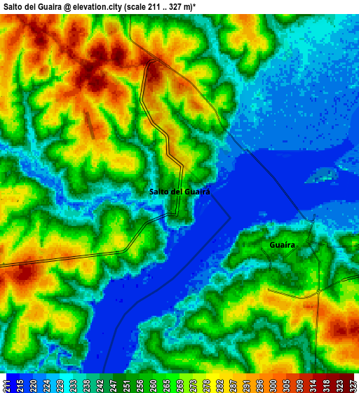 Zoom OUT 2x Salto del Guairá, Paraguay elevation map