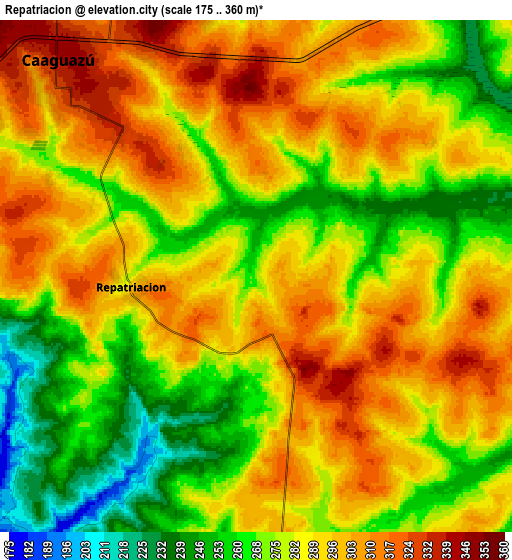 Zoom OUT 2x Repatriación, Paraguay elevation map