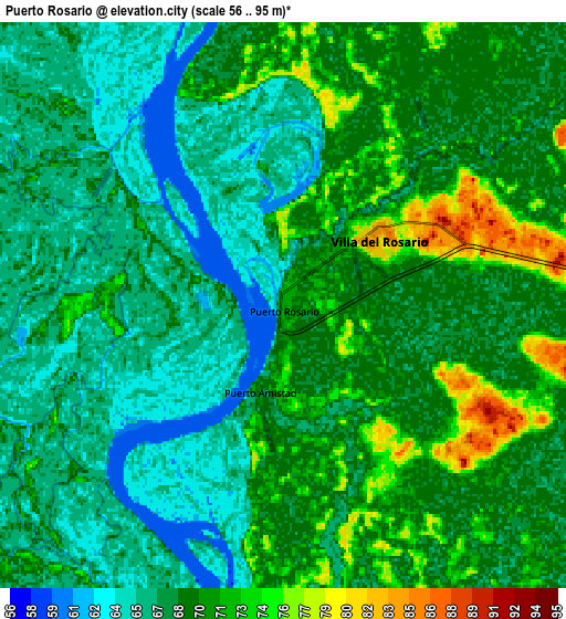 Zoom OUT 2x Puerto Rosario, Paraguay elevation map