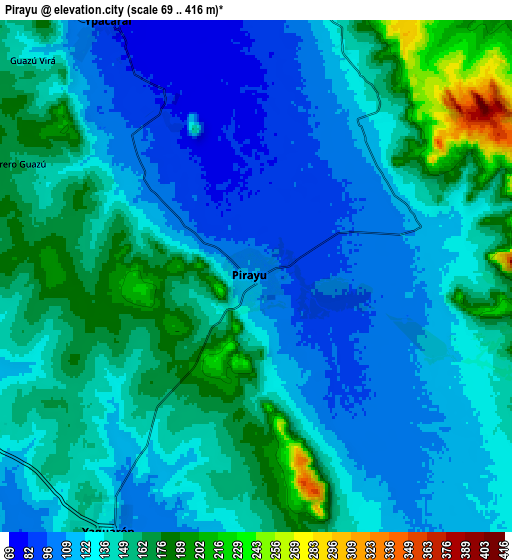 Zoom OUT 2x Pirayú, Paraguay elevation map