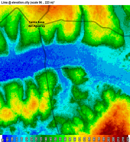 Zoom OUT 2x Lima, Paraguay elevation map