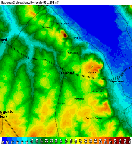 Zoom OUT 2x Itauguá, Paraguay elevation map