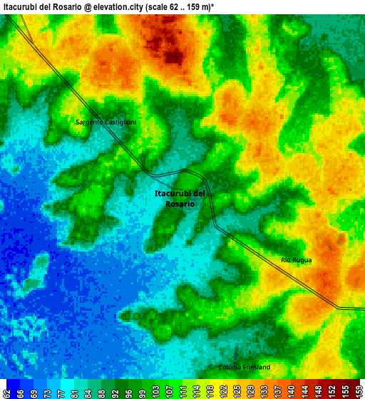 Zoom OUT 2x Itacurubí del Rosario, Paraguay elevation map