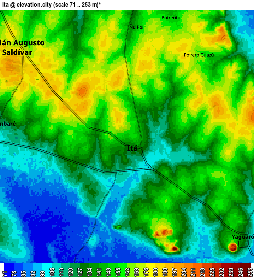 Zoom OUT 2x Itá, Paraguay elevation map