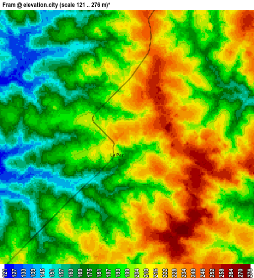 Zoom OUT 2x Fram, Paraguay elevation map