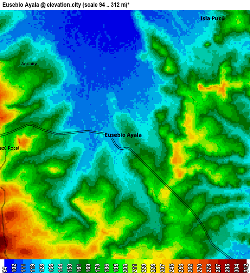 Zoom OUT 2x Eusebio Ayala, Paraguay elevation map