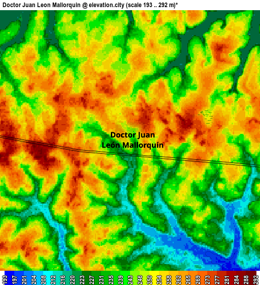 Zoom OUT 2x Doctor Juan León Mallorquín, Paraguay elevation map