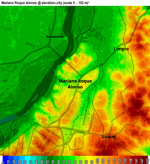Zoom OUT 2x Mariano Roque Alonso, Paraguay elevation map