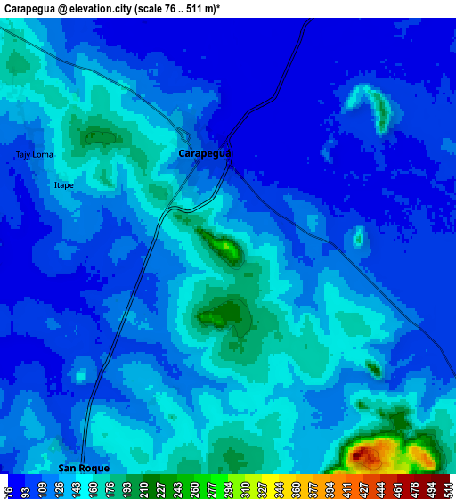 Zoom OUT 2x Carapeguá, Paraguay elevation map