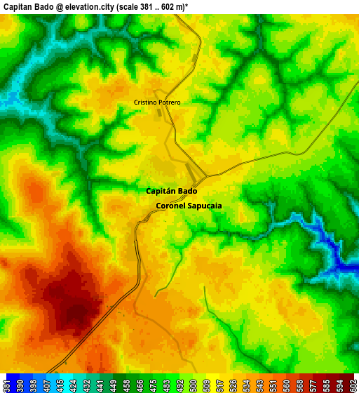 Zoom OUT 2x Capitán Bado, Paraguay elevation map