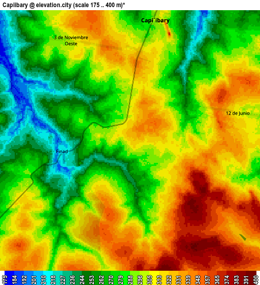 Zoom OUT 2x Capiíbary, Paraguay elevation map