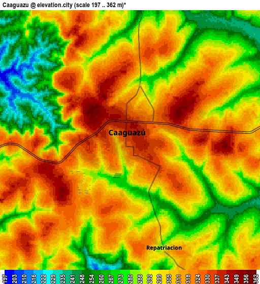 Zoom OUT 2x Caaguazú, Paraguay elevation map