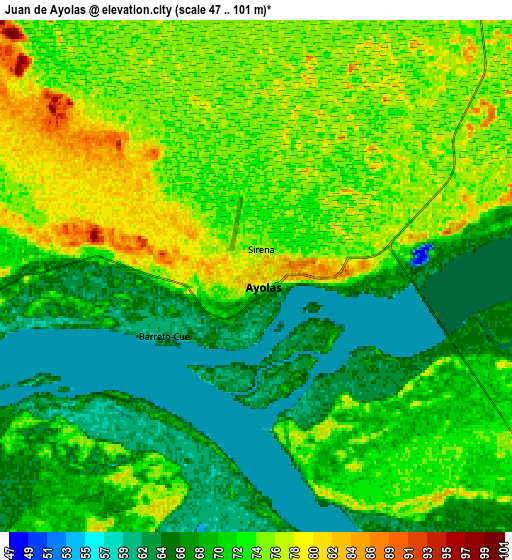 Zoom OUT 2x Juan de Ayolas, Paraguay elevation map