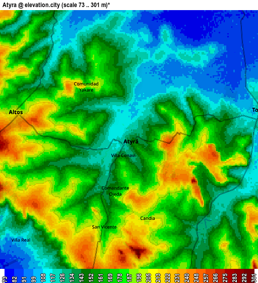 Zoom OUT 2x Atyrá, Paraguay elevation map