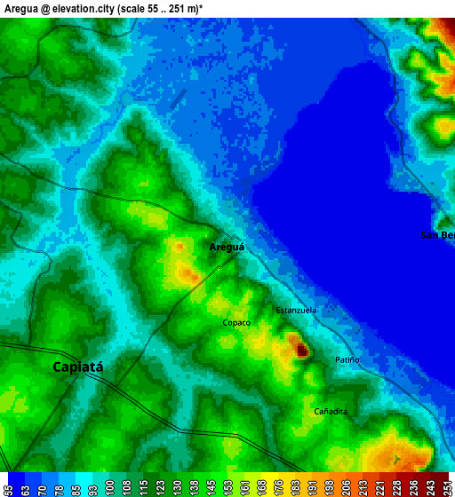 Zoom OUT 2x Areguá, Paraguay elevation map